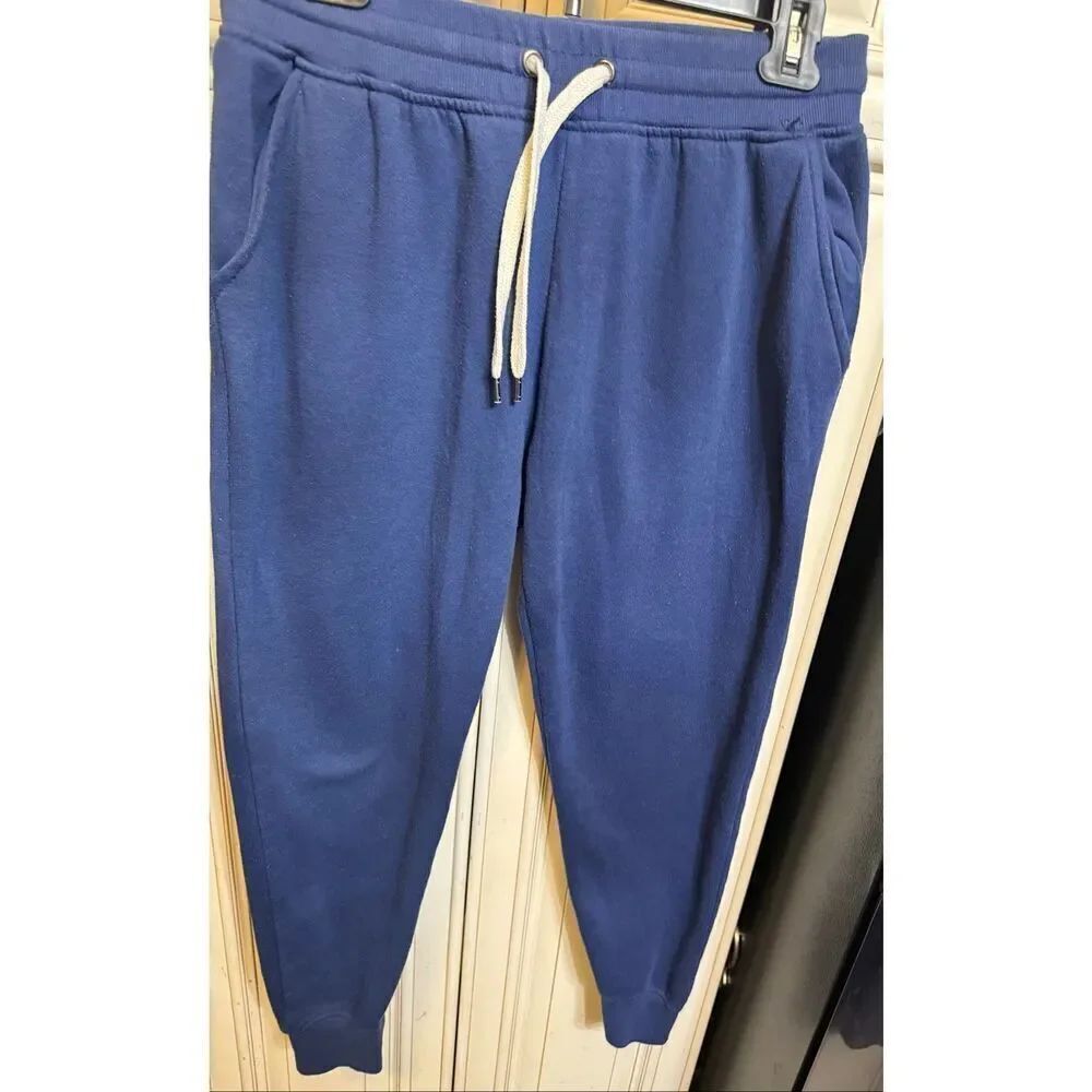 Dip Women's Drawstring Elastic Waist Fleece Jogger Pants Navy Blue Size Medium